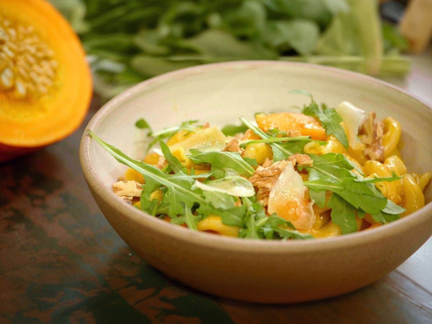 Pasta met pompoen en oud roeselare