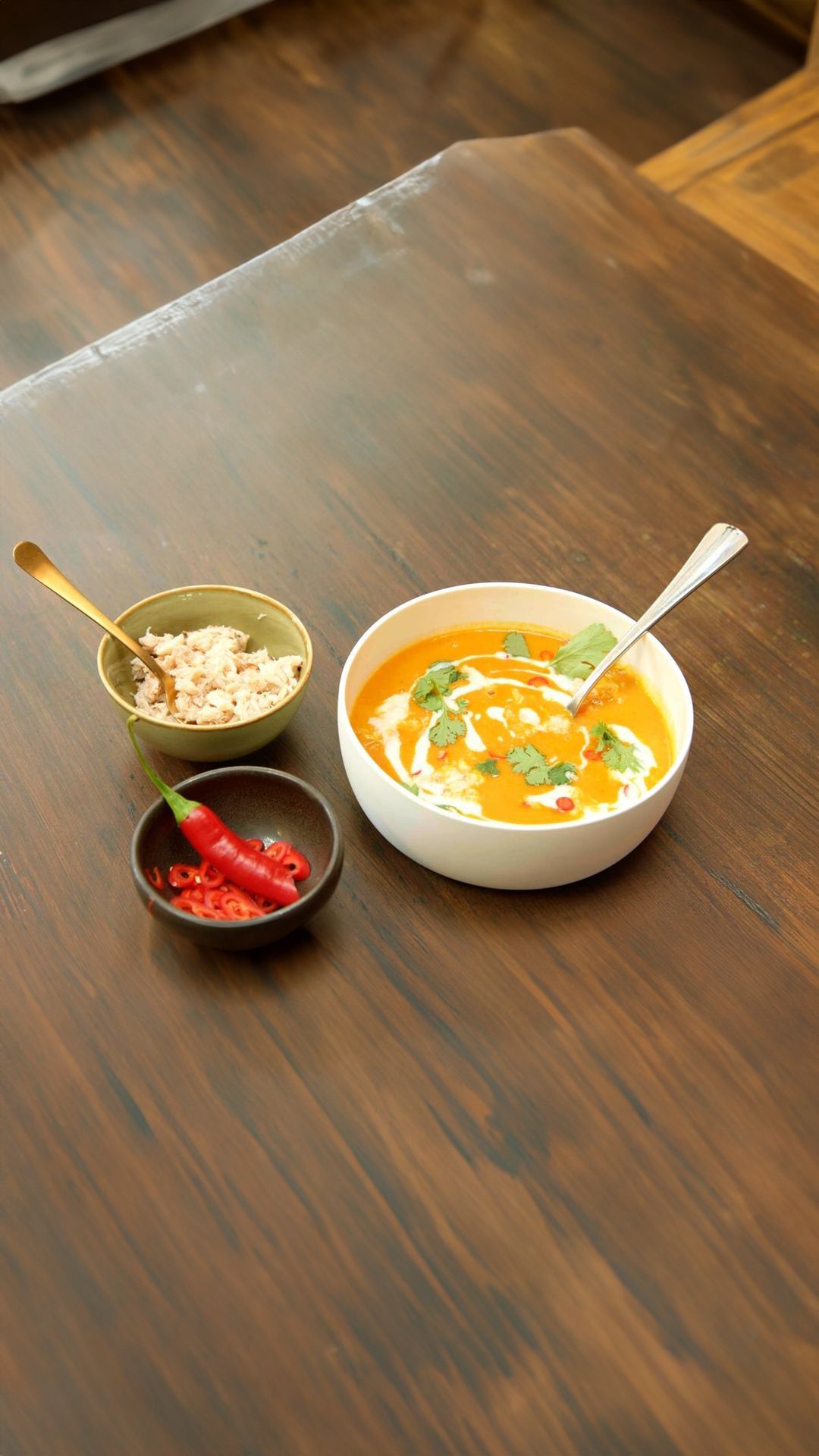 Soep van zoete aardappel met krab