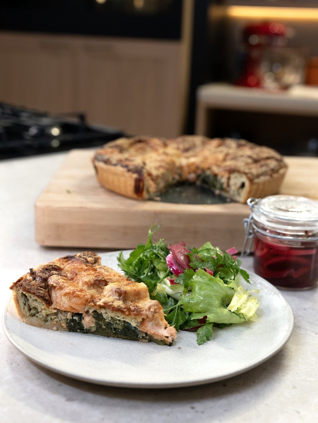 Quiche met andijvie en zalm