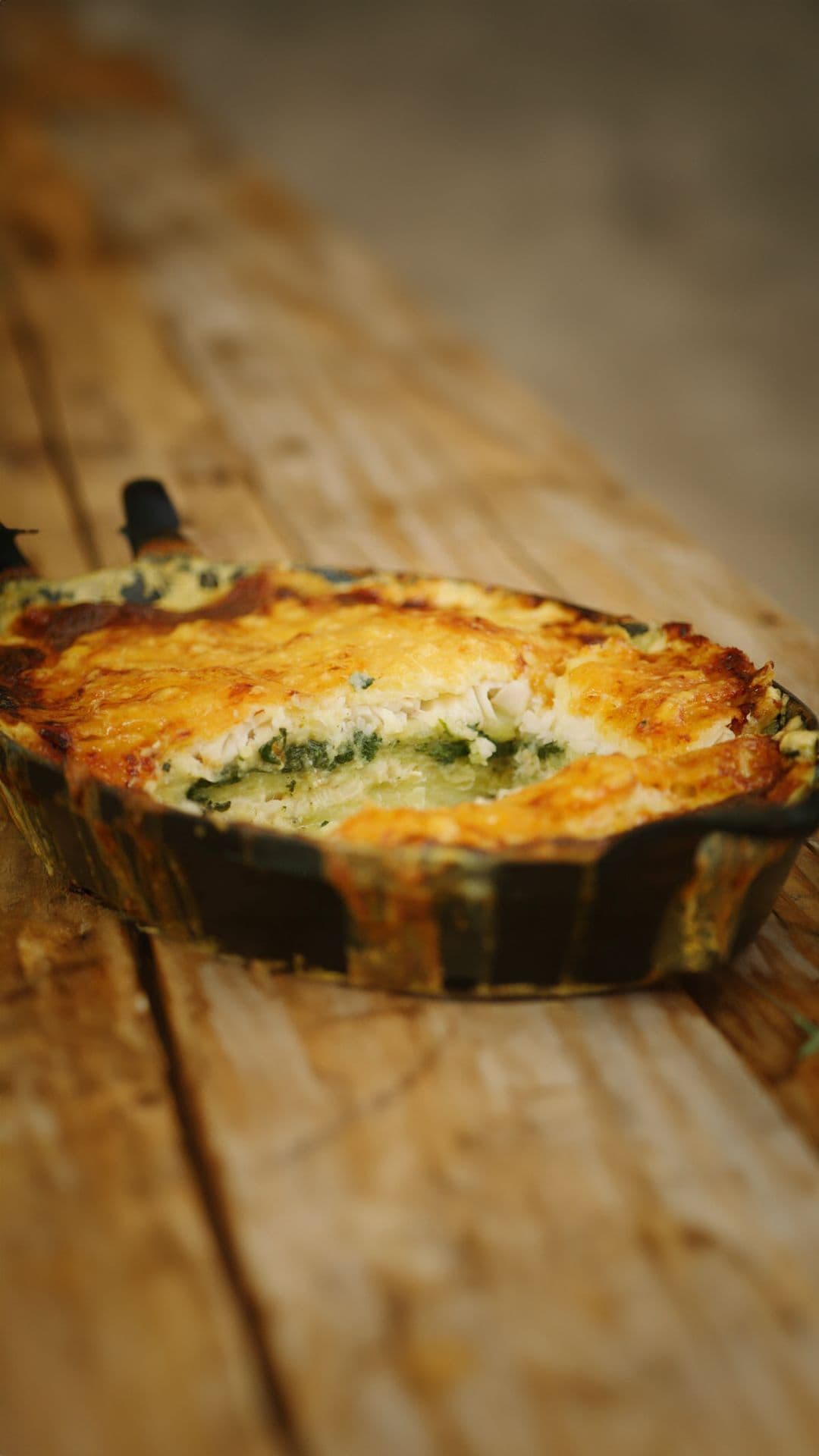 Gratin met wijting en spinazie