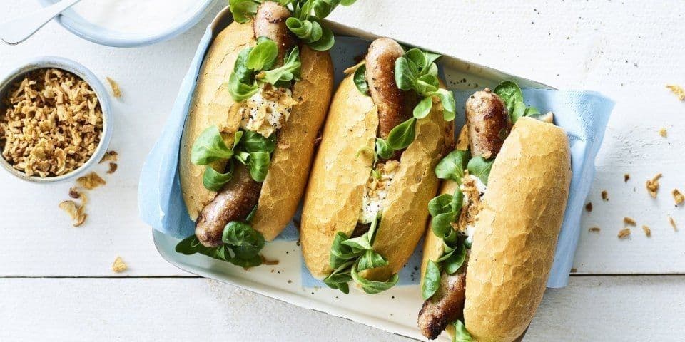Hotdog met varkensworst