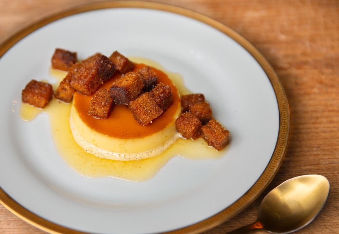 Flan karamel met Belgische peperkoek