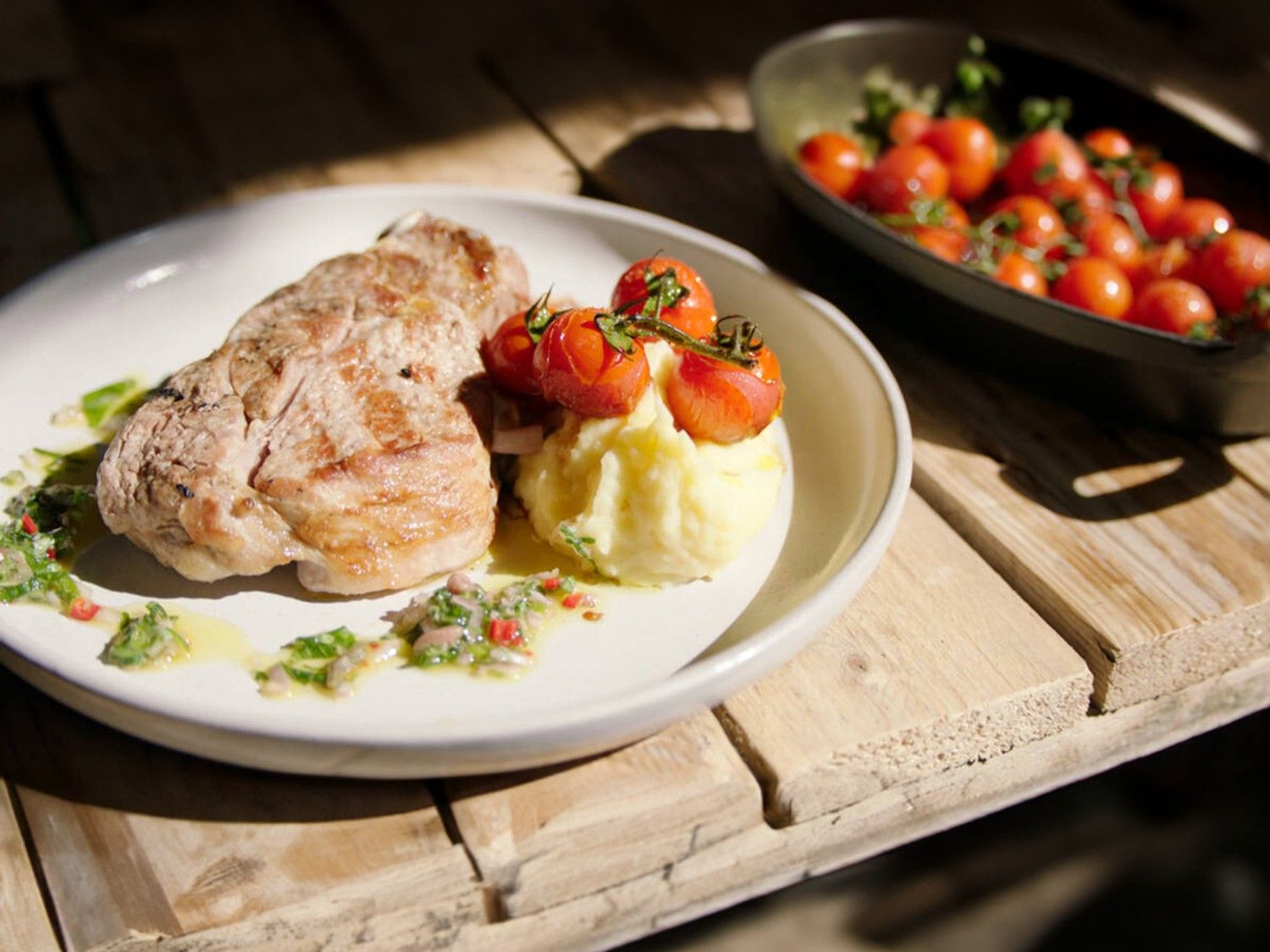 Kalfskroon met gepofte tomaten en puree