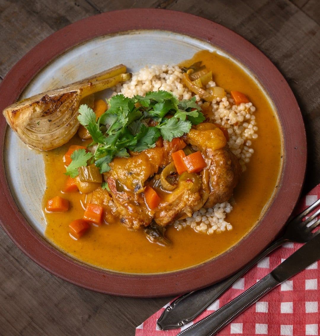 Ossobuco met abrikoos, sinaas, couscous en venkel