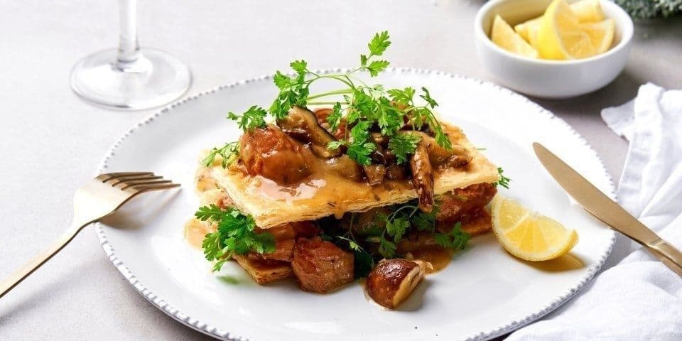 Millefeuille met kalfsfricassee