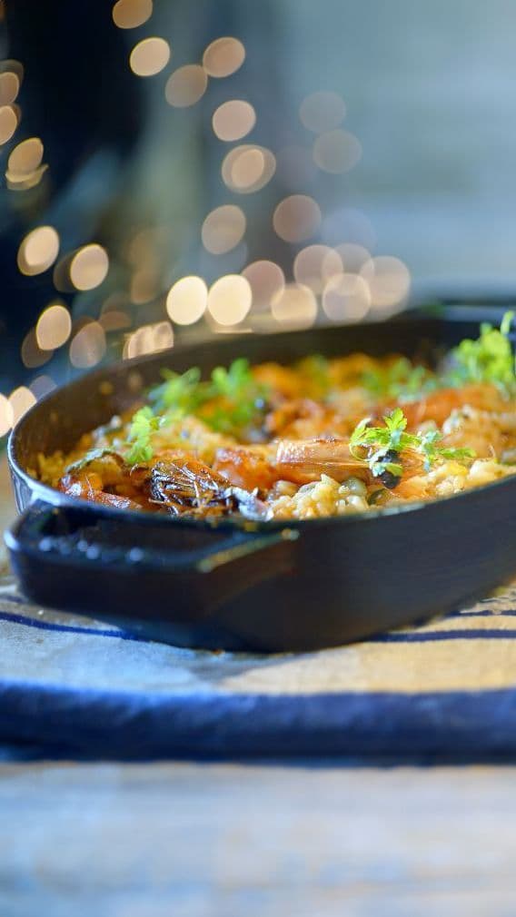 Risotto met gamba's en courgette