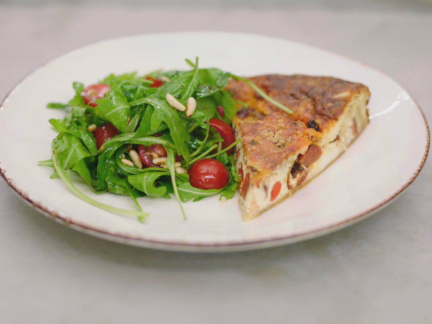 Quiche ‘margherita’ met chorizo