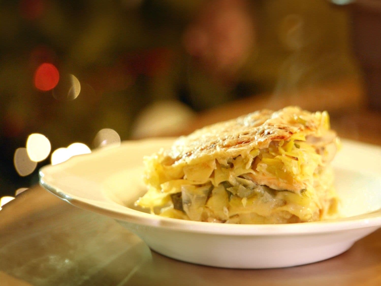 Vislasagne met prei