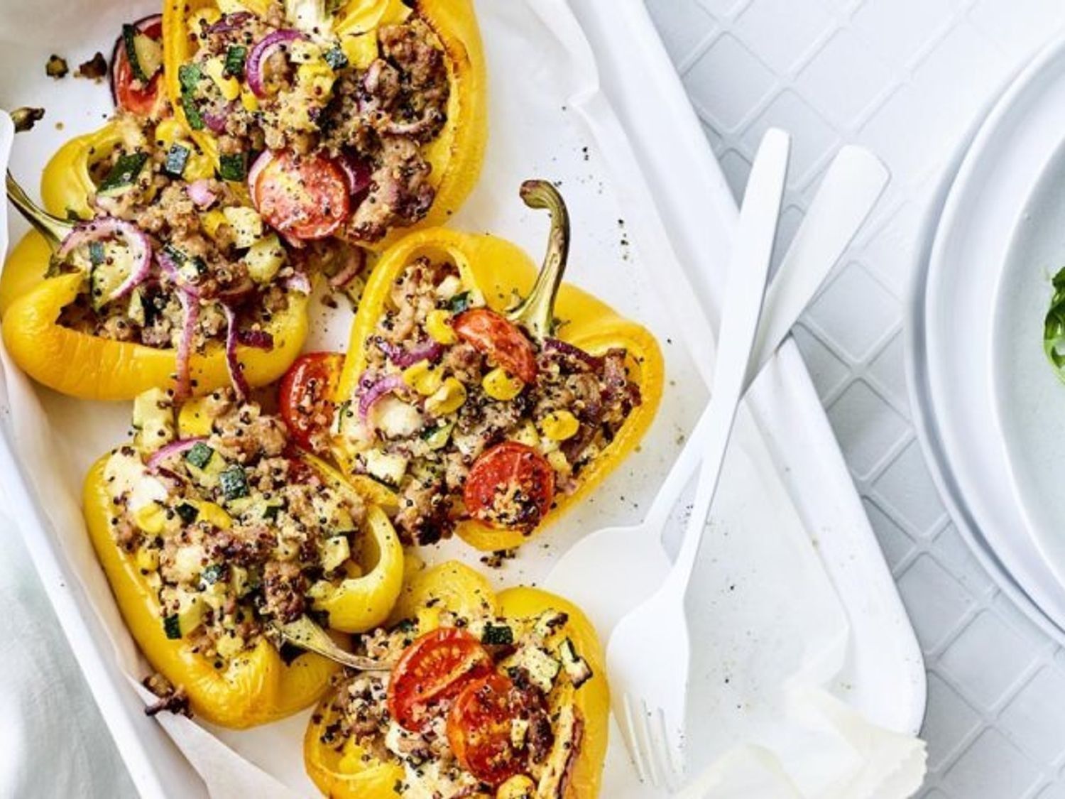 Gevulde paprika met gehakt en Père Joseph-kaas