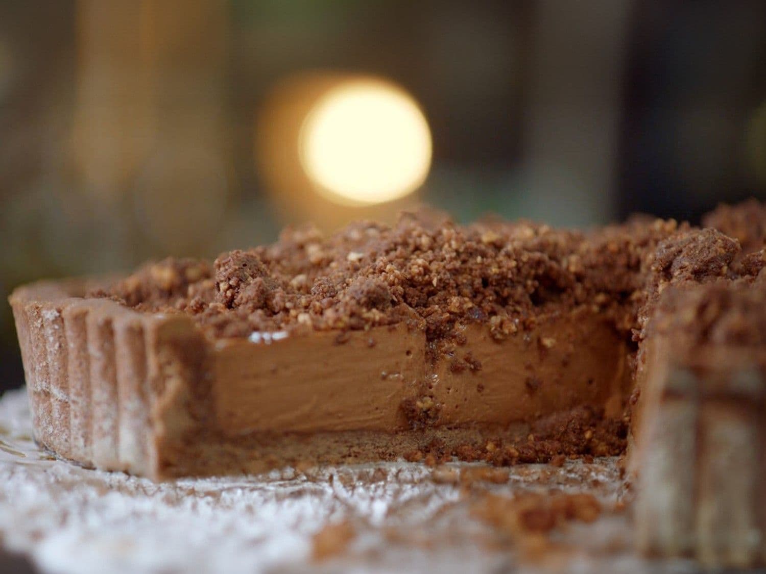 Chocolademoussetaart met chocoladecrumble