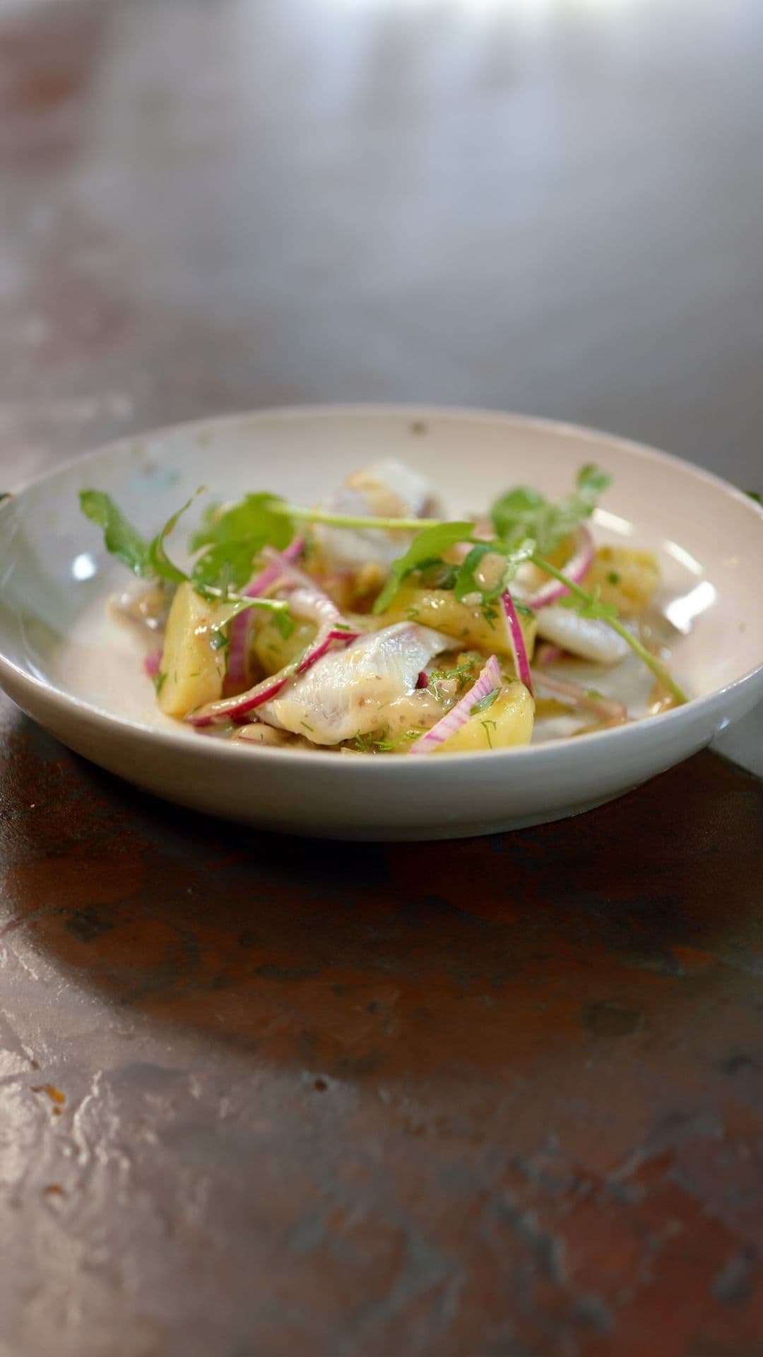 Opgelegde haring met aardappelsalade