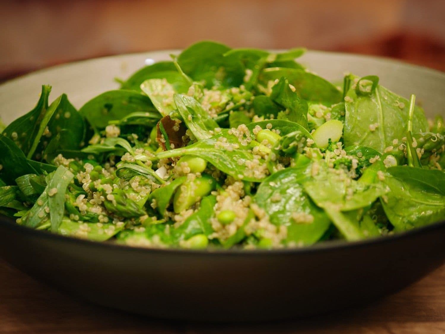 Groene salade met sojaboontjes