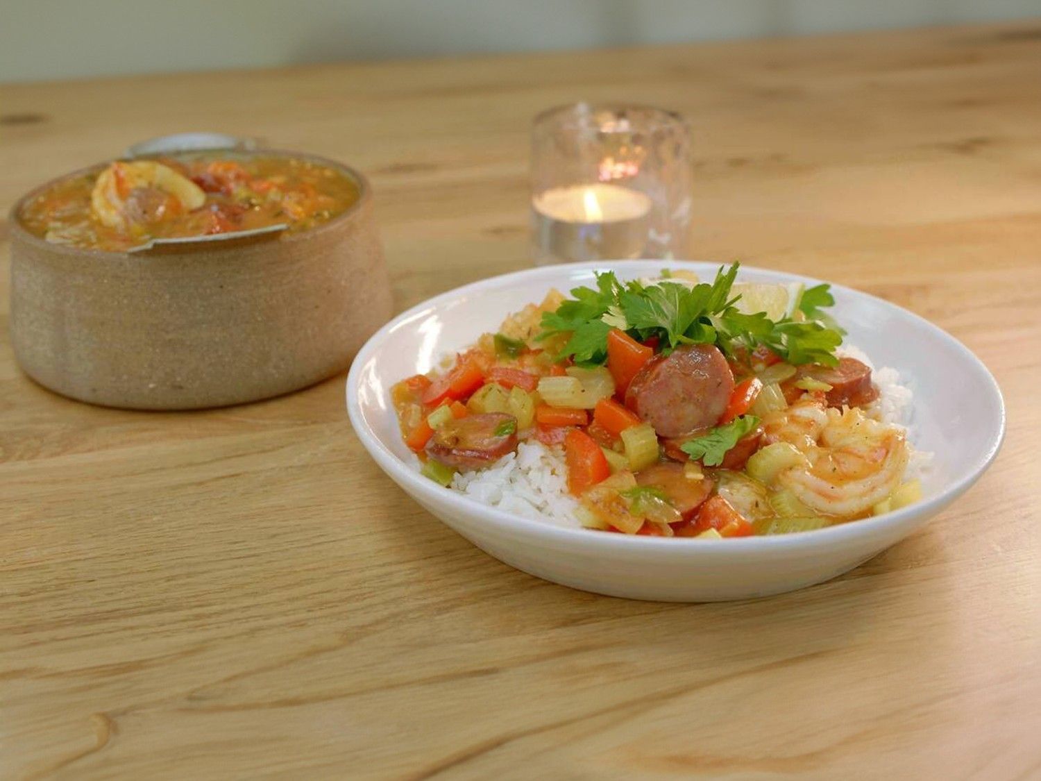 Gumbo met scampi