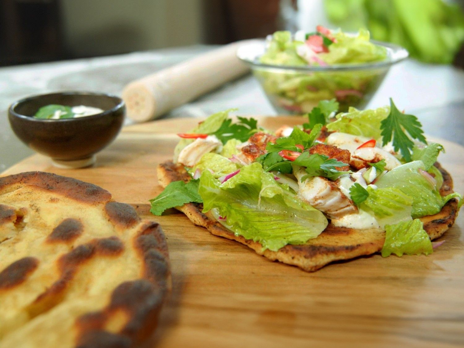 Flatbread met shoarma van schelvis