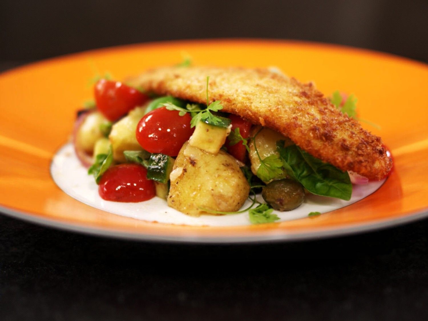 Pladijsfilets met aardappelsalade
