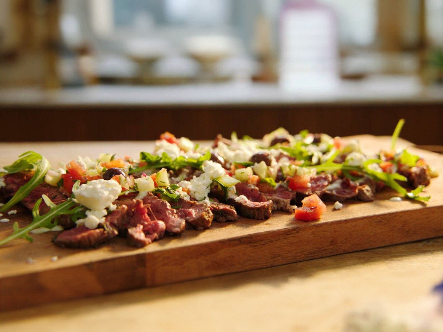 Onglet met Griekse salsa en feta