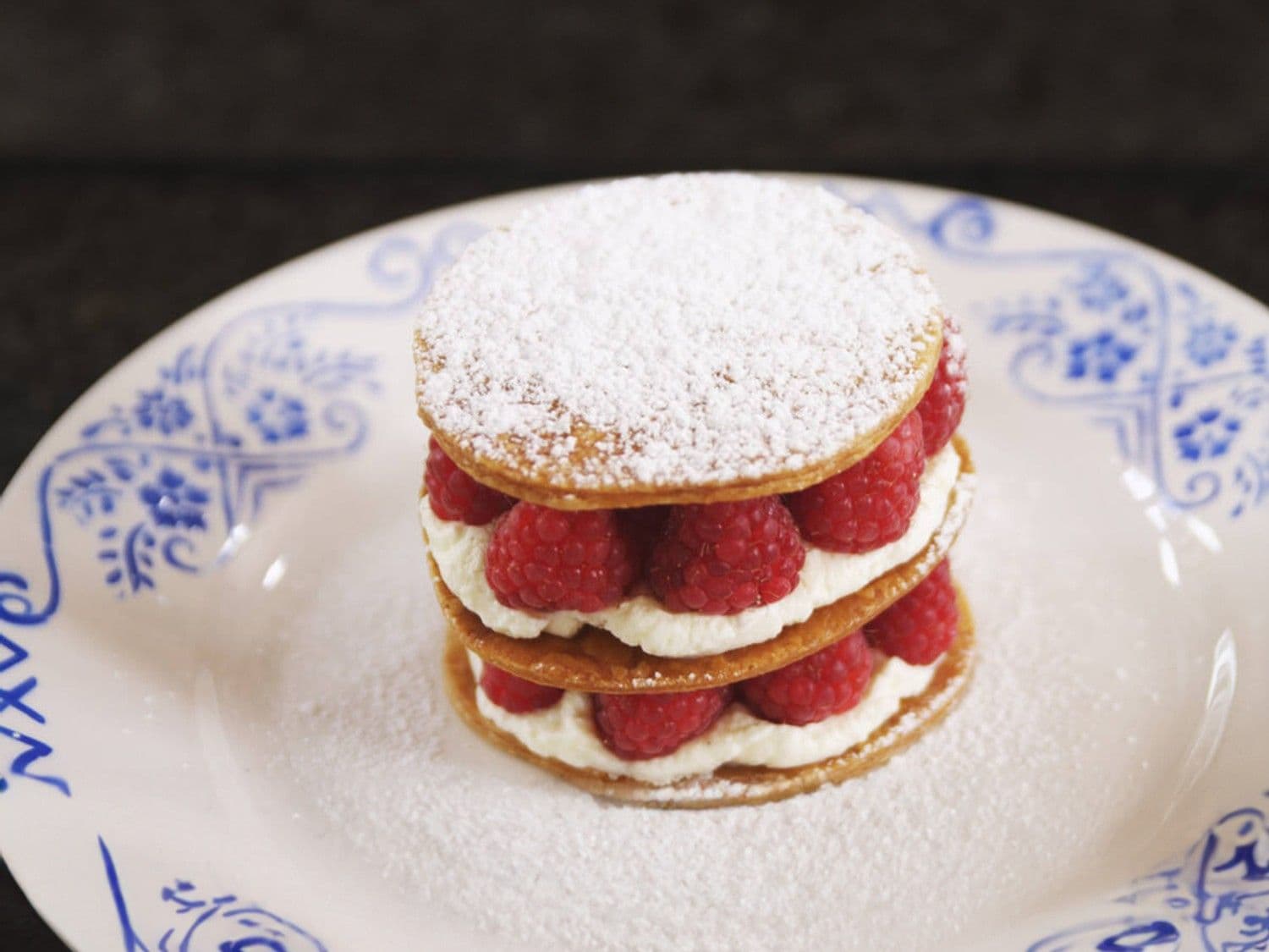 Millefeuille met mascarpone en frambozen
