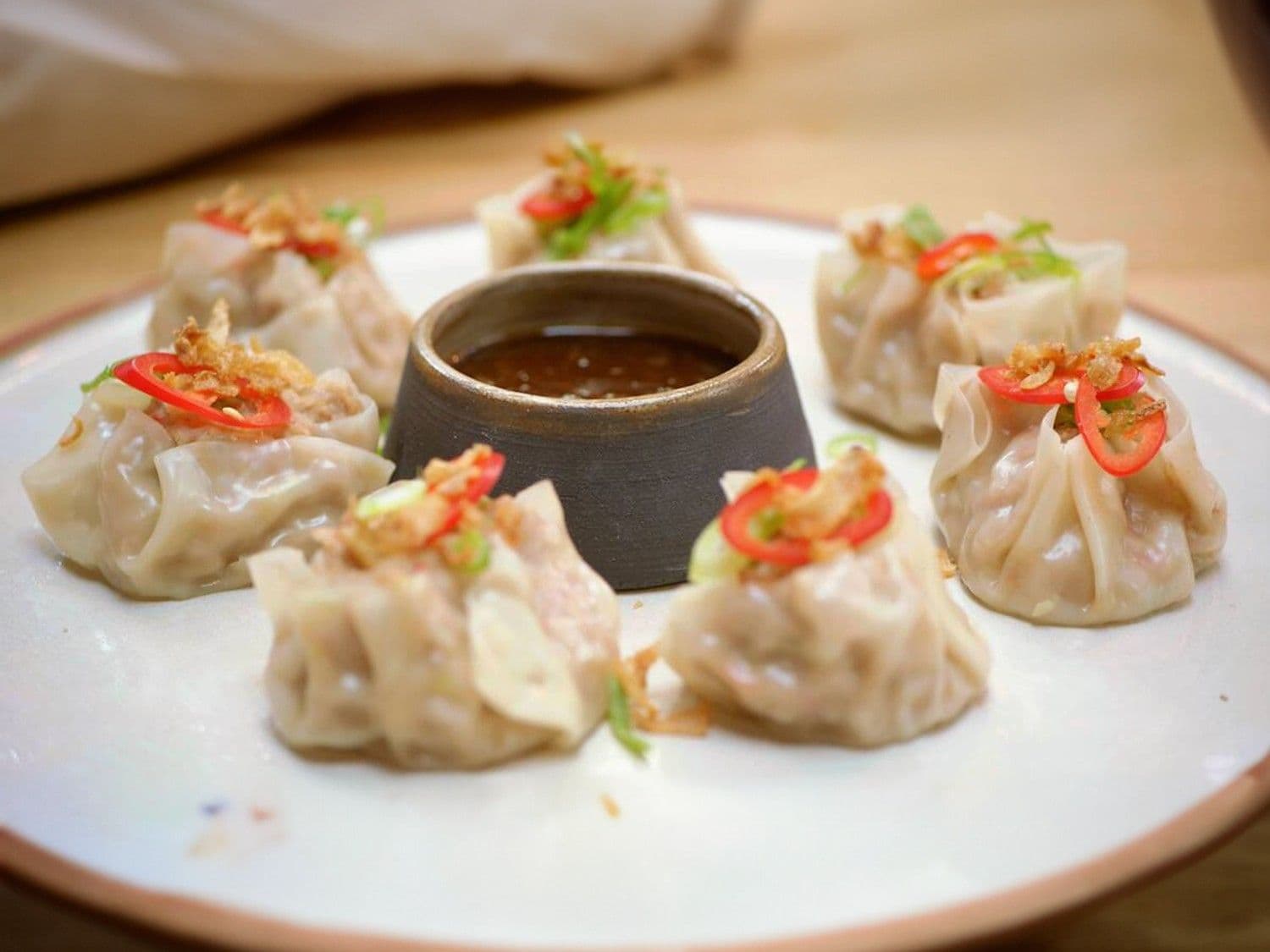 Dim sum met varkensvlees en scampi