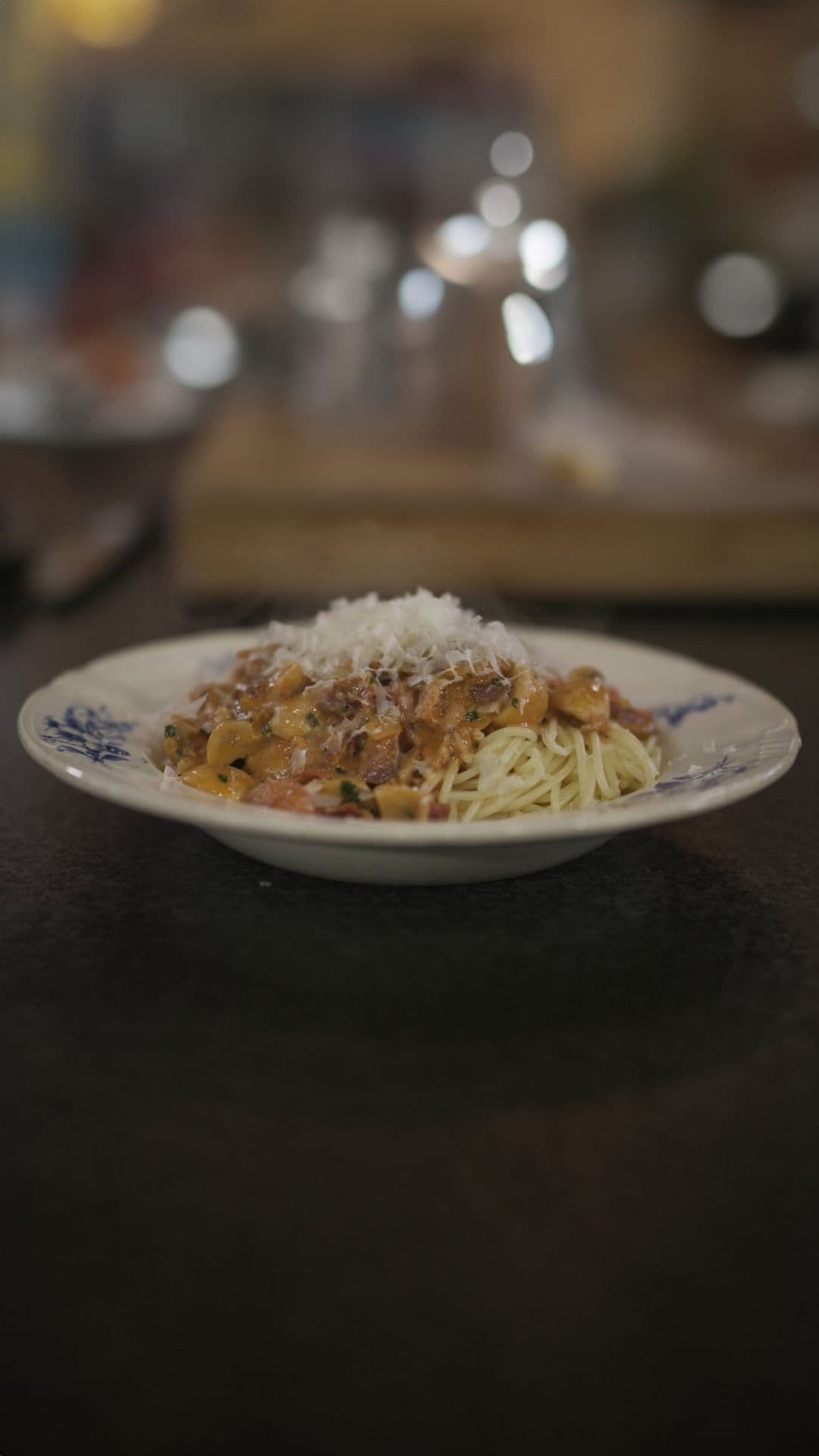 Spaghetti met pancetta en kerstomaat