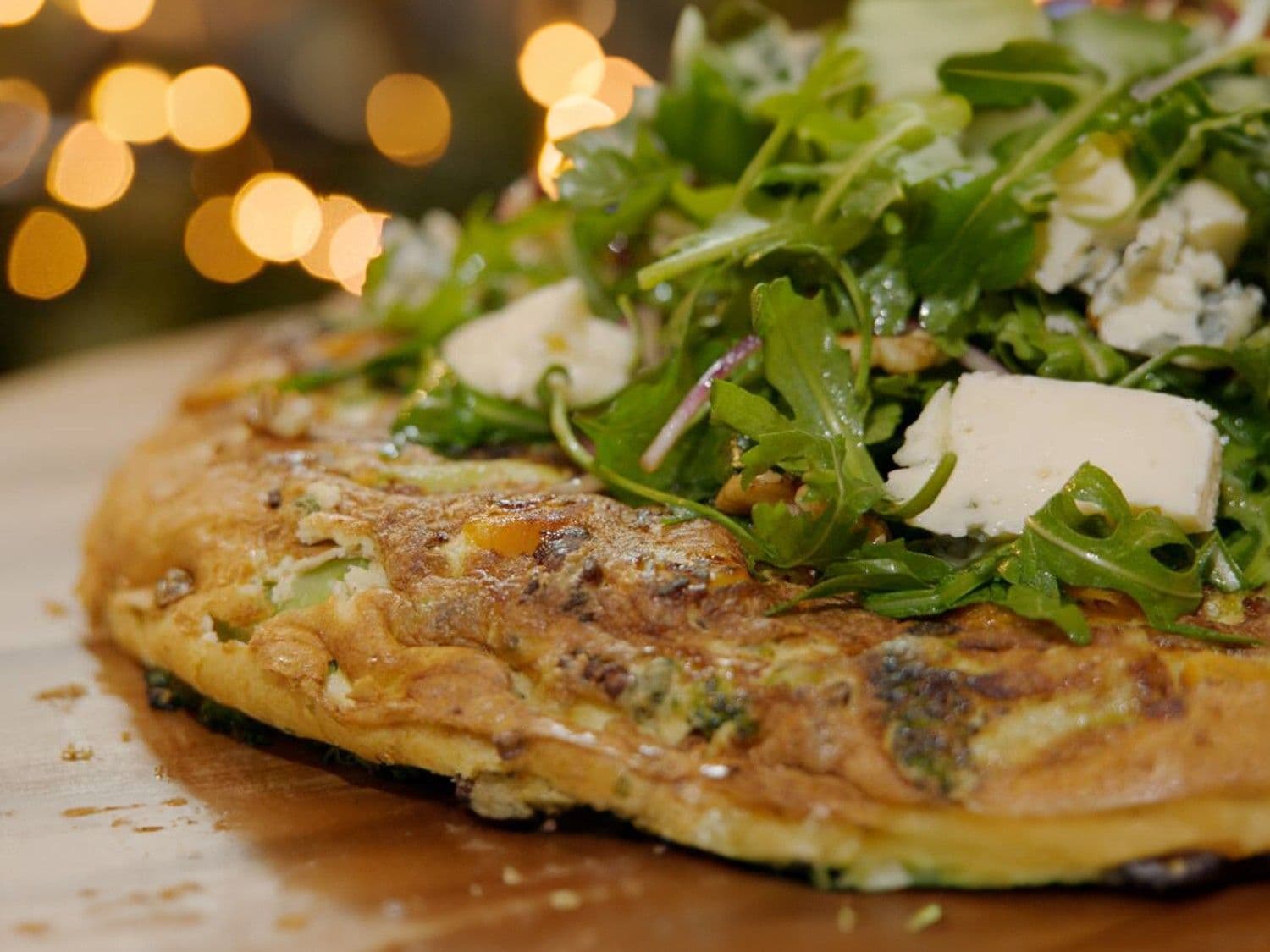 Frittata van zoete aardappel en dooierzwammen