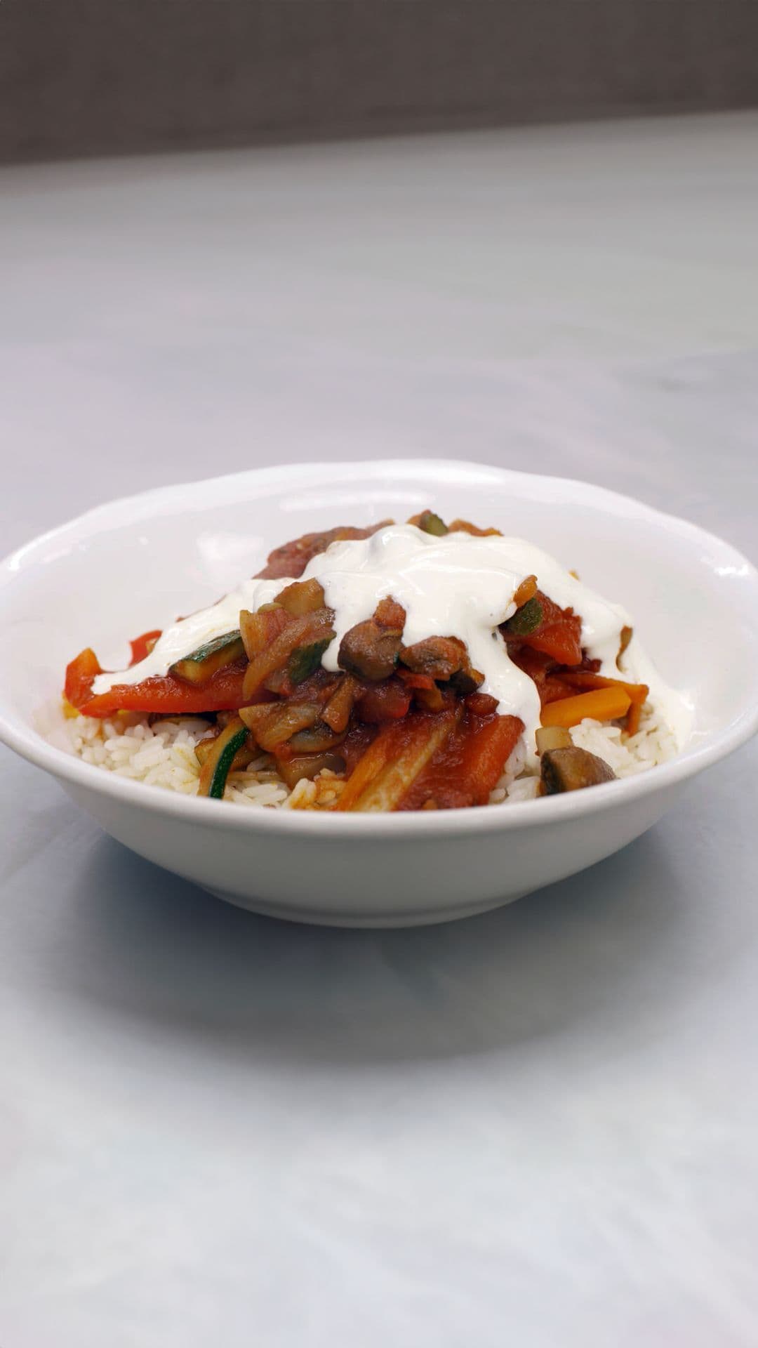 Groentestoofpotje Stroganoff met rijst