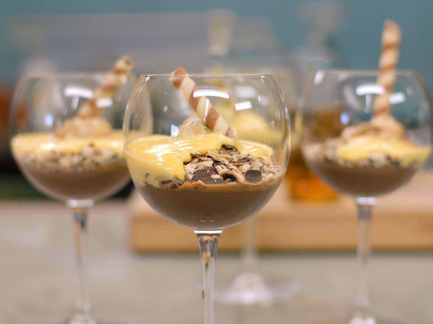 Chocoladepudding met whiskysabayon