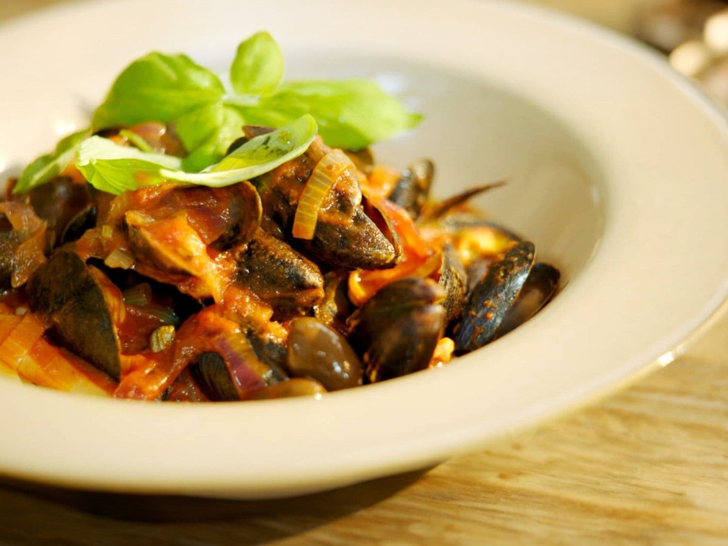 Pittige pasta met mosselen