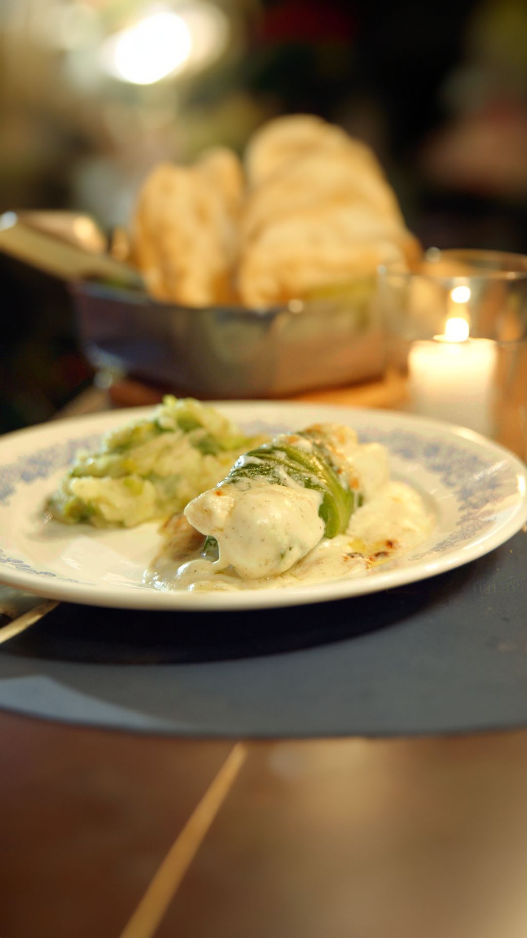 Andijvierolletjes met schorseneren en puree