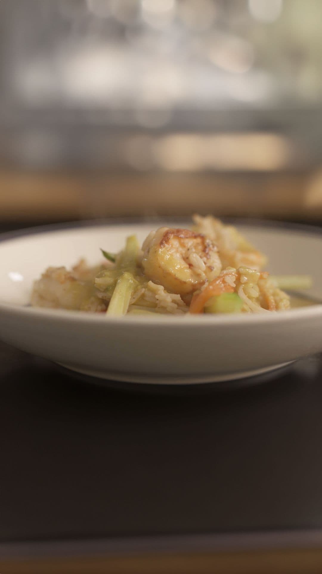 Scampi met currysaus
