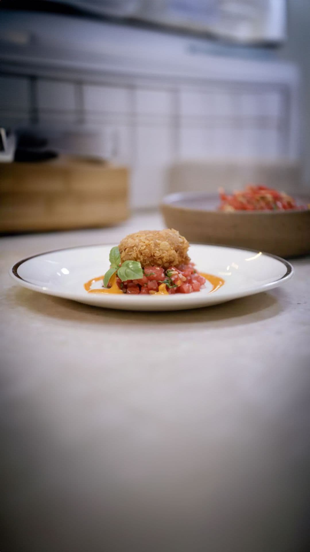 Tartaar van Coeur de Boeuf met chorizokroket en verse chorizomayonaise