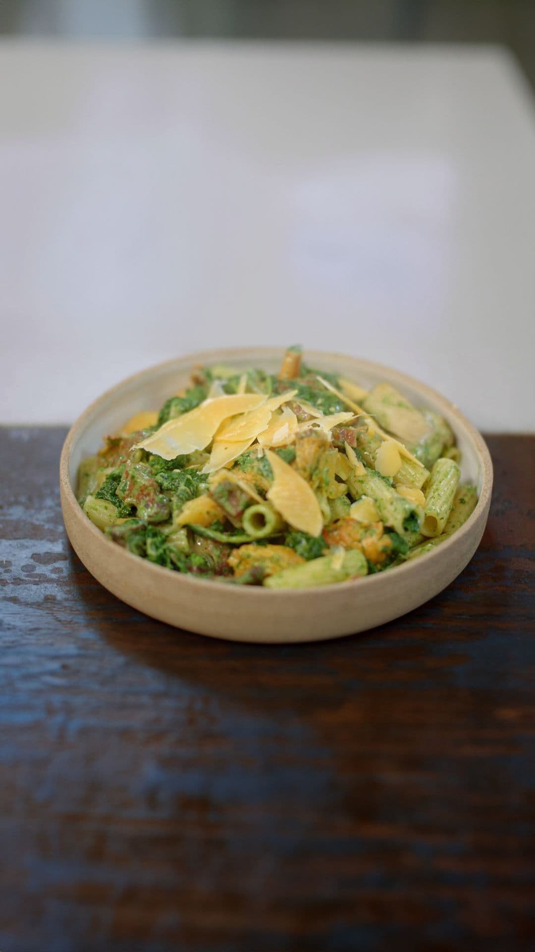 Pasta met speck della Valtellina, boerenkool en Flandrien Kaas