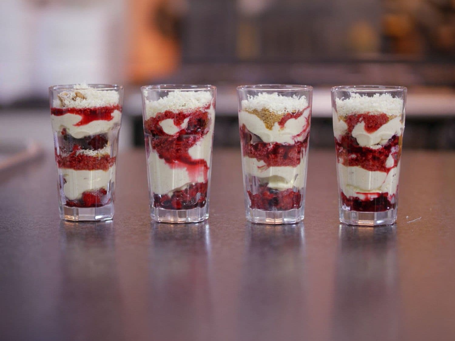 Trifle van rood fruit, mascarpone en witte chocolade