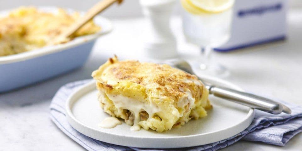 Ovenschotel met bloemkool, aardappel en gehakt