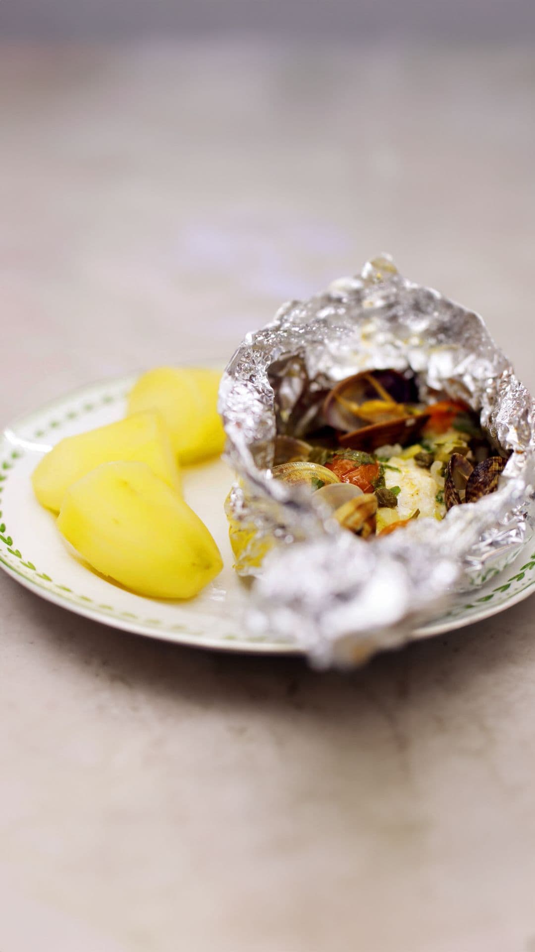 Papillot van leng met schelpjes