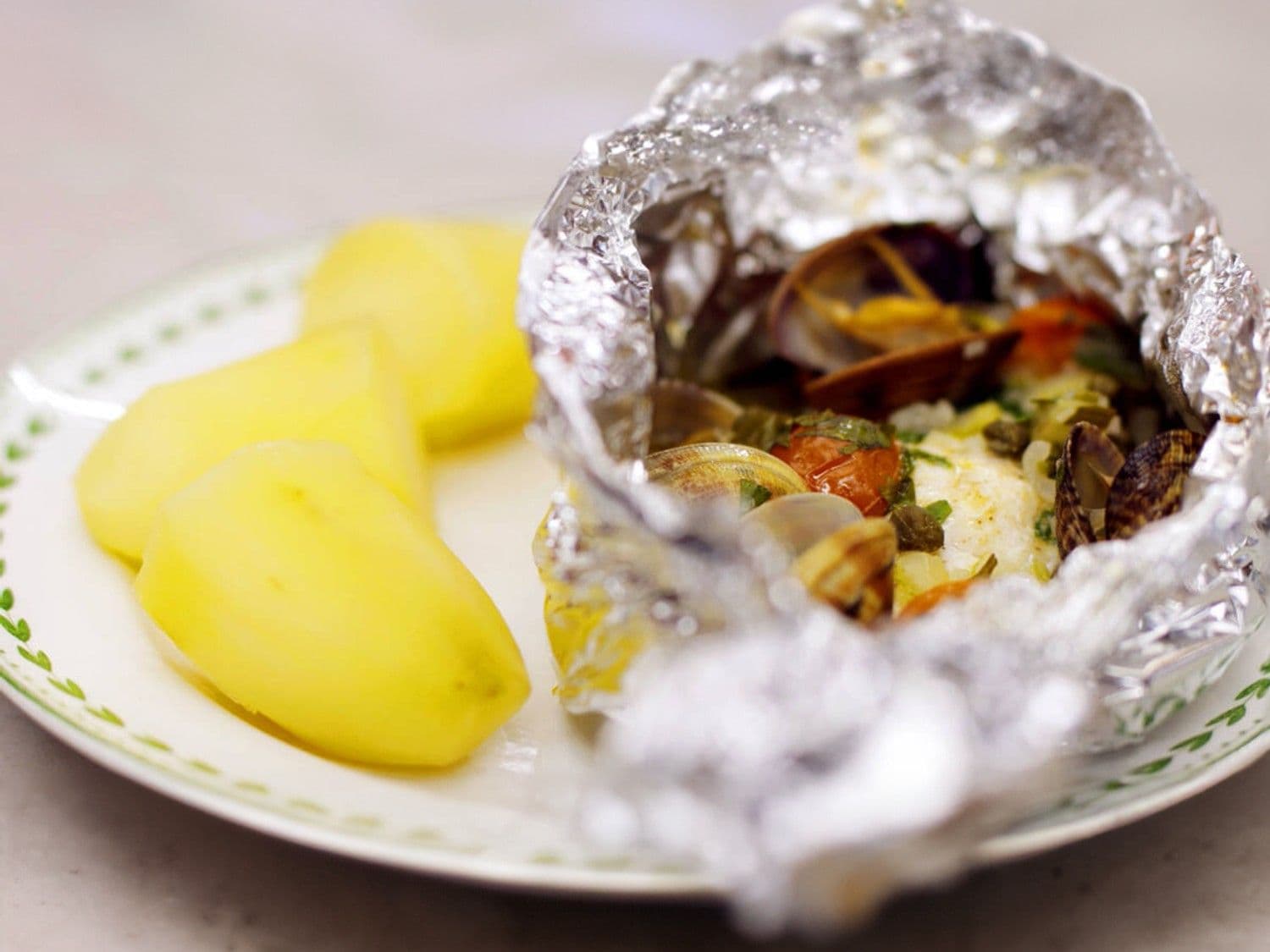 Papillot van leng met schelpjes