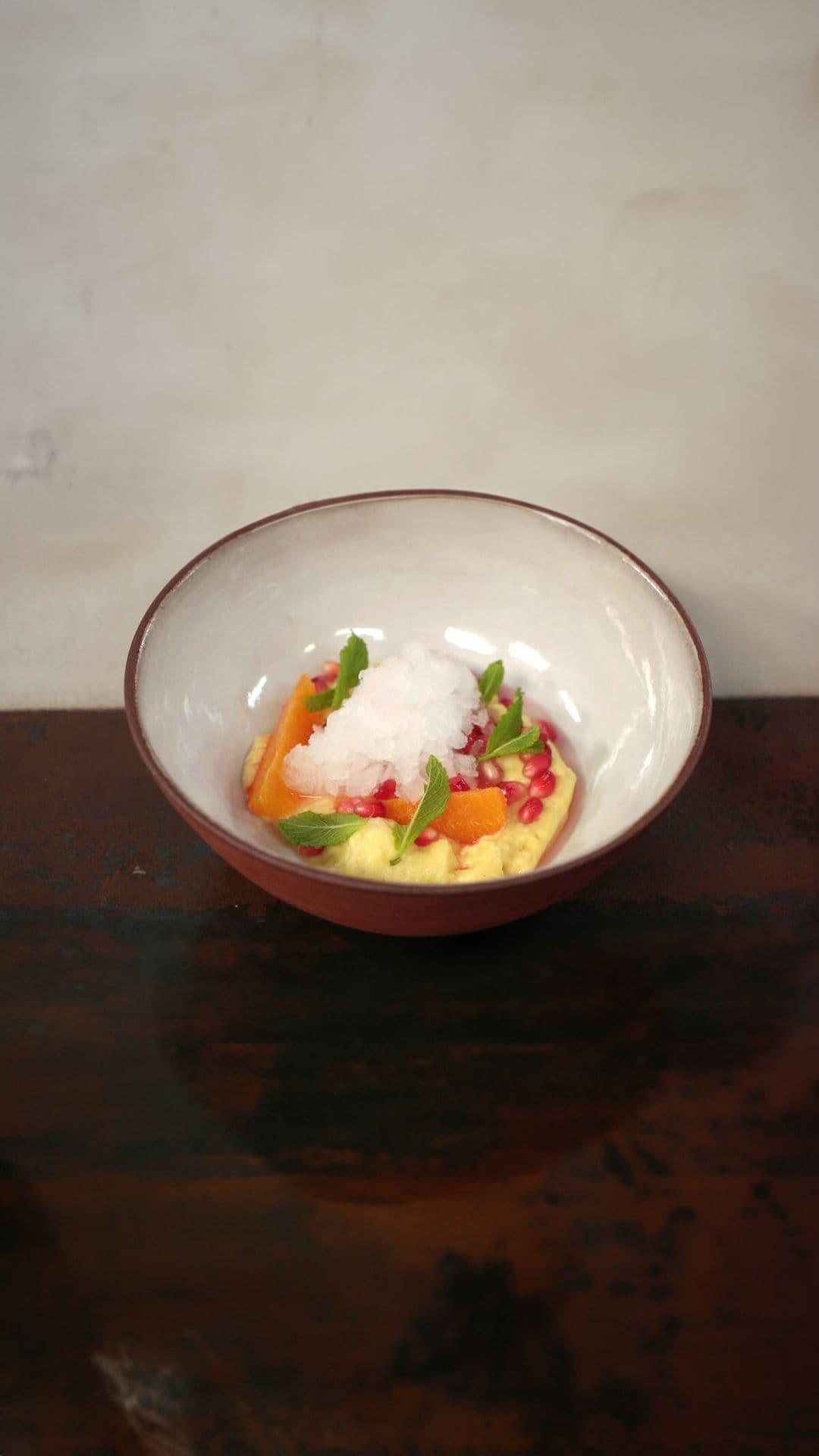 Salade van citrus met crème chiboust en granité van gin-tonic