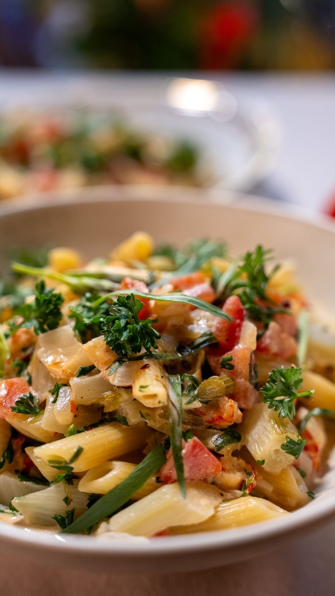 Penne met rivierkreeftjes, venkel, tomaat en dragon