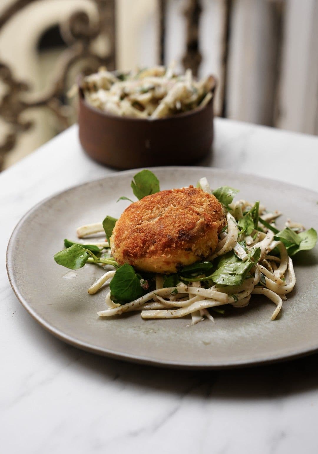 Aardappelcakes met gerookte makreel en knolselderremoulade
