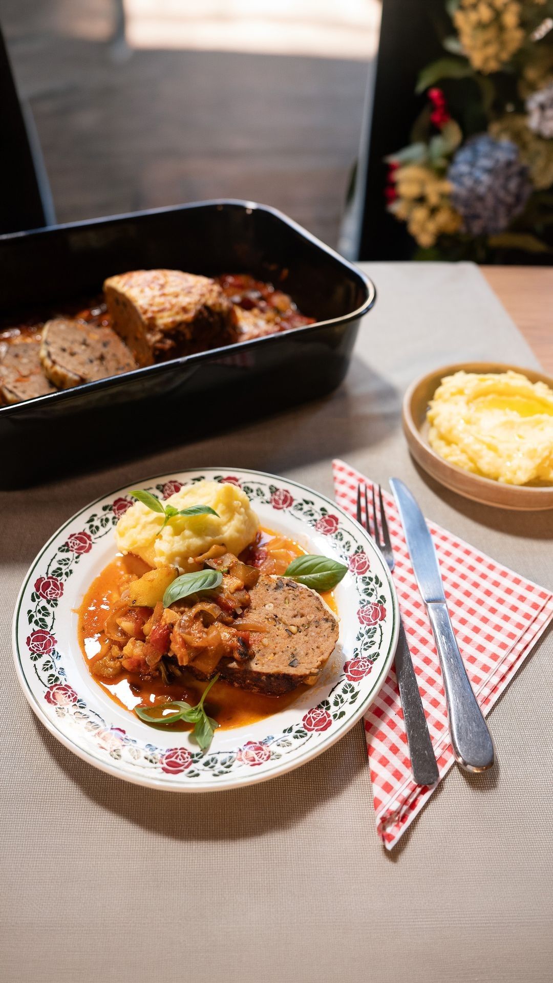 Italiaans gehaktbrood met puree