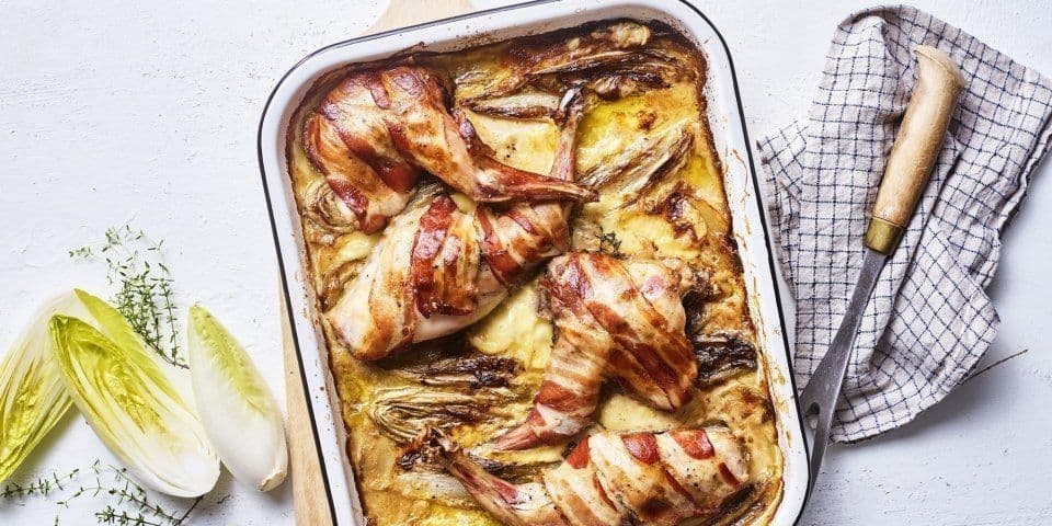 Tartiflette uit de oven met konijn