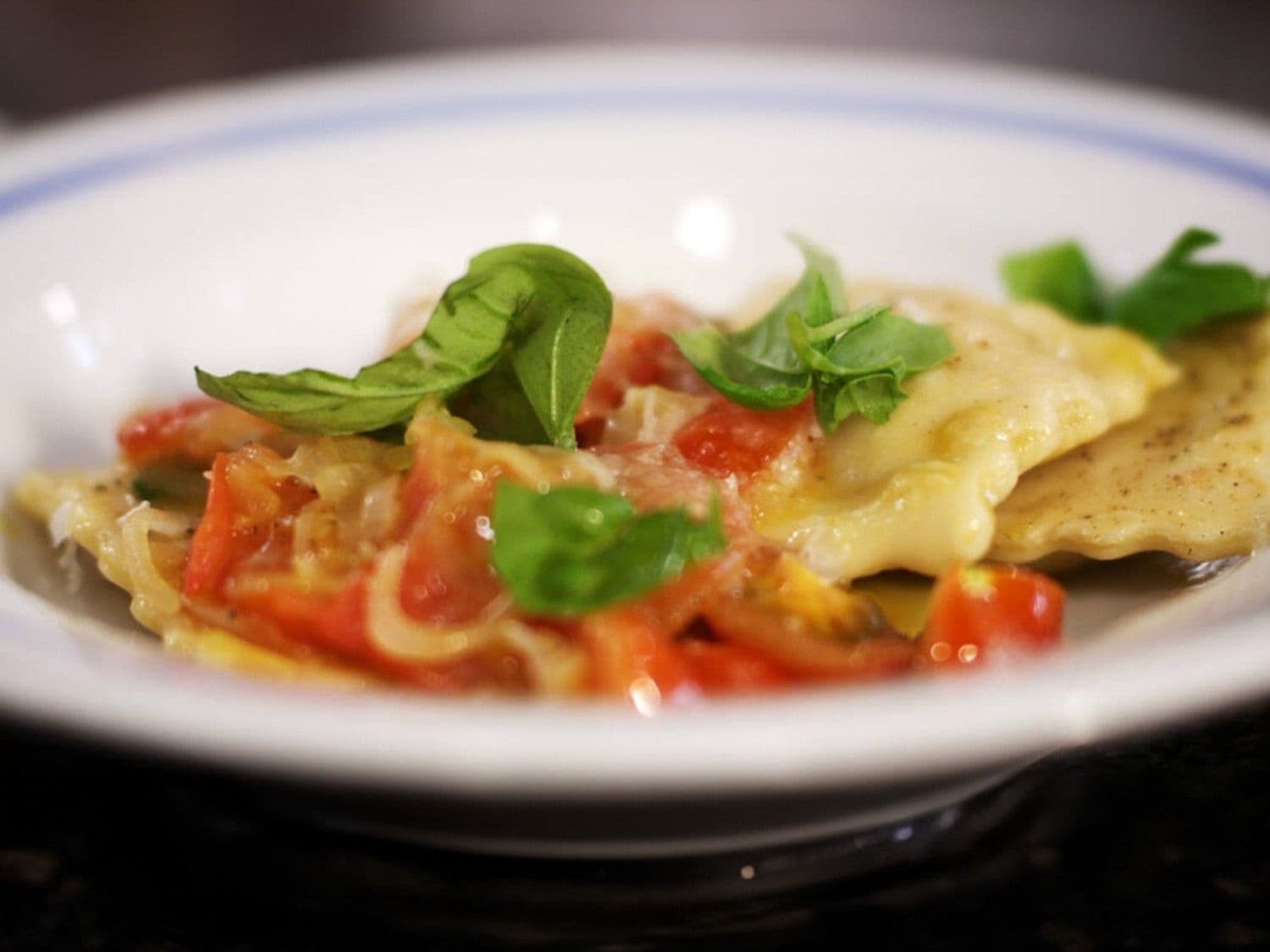 Ravioli met ham en geitenkaas