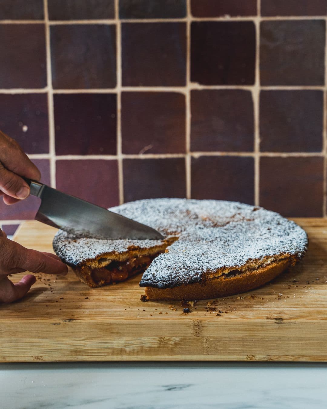 Kriekentaart met gebakken appel