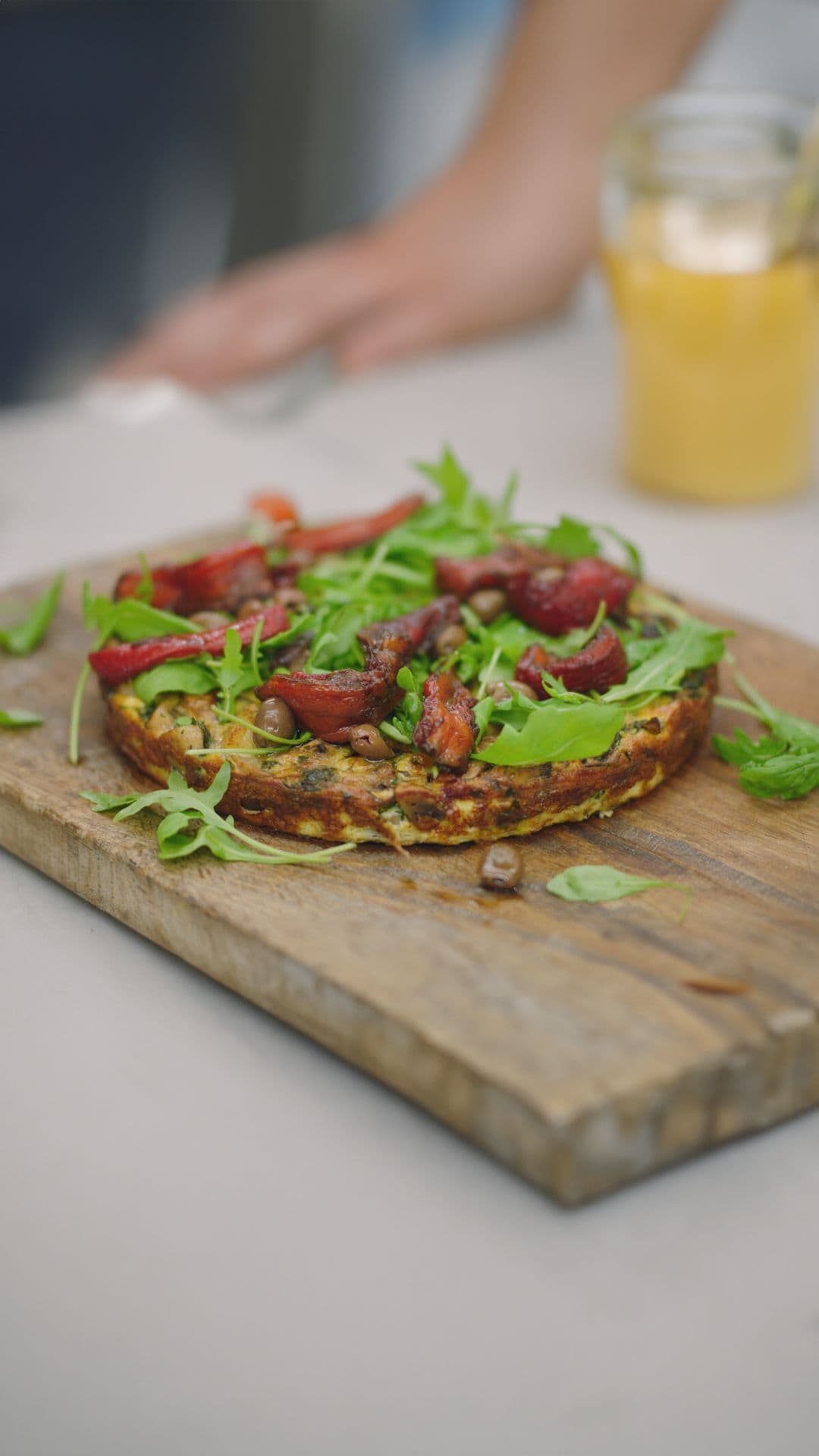 Tortilla met champignons en gemarineerde paprika