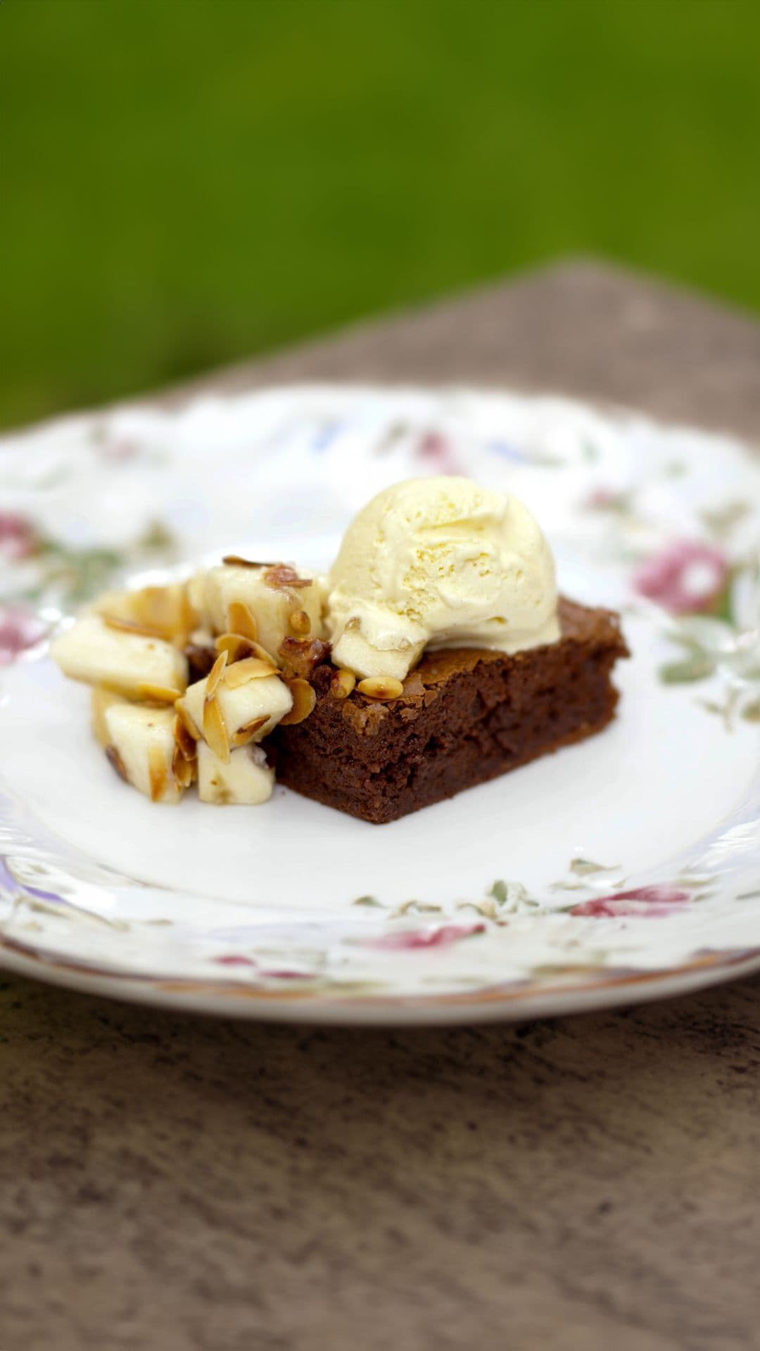Brownies met banaan en ijs
