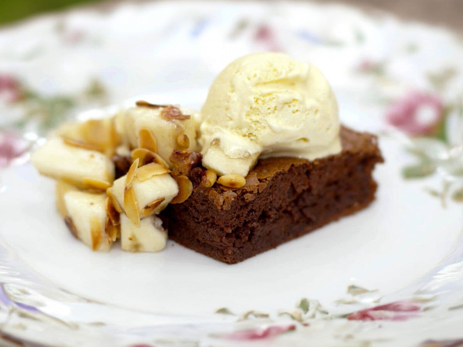 Brownies met banaan en ijs