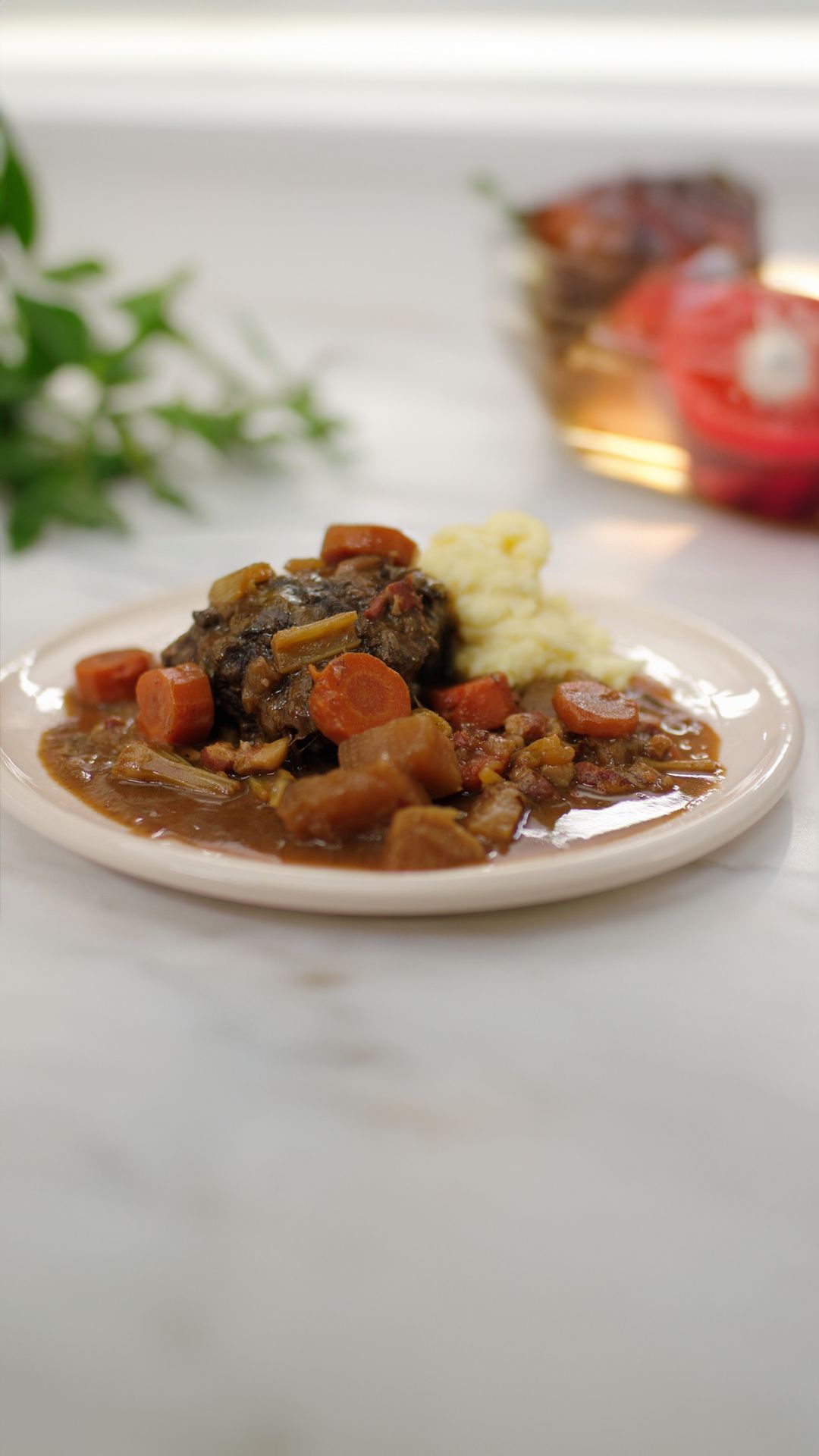 Gestoofde runderwangen in bruin tafelbier