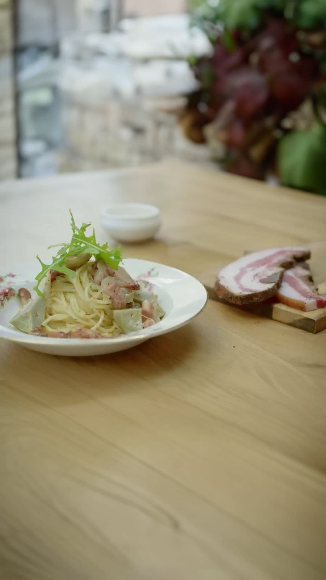 Pasta met artisjok en guanciale